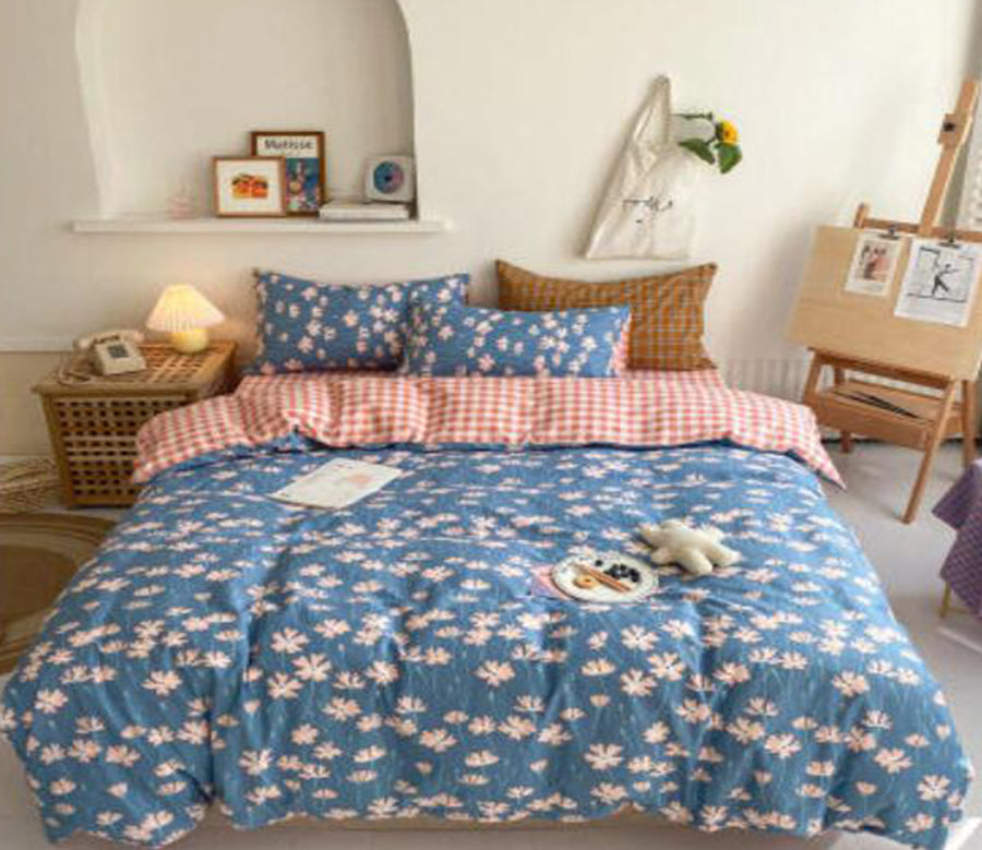 3D Blue Floral 17002 Bed Pillowcases Quilt