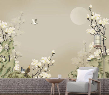 3D Flower Stone Bird WC2727 Wall Murals