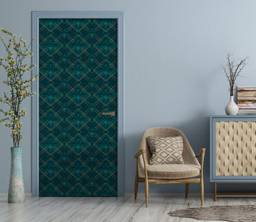 3D Dark Green Argyle Pattern 10275 Andrea Haase Door Mural