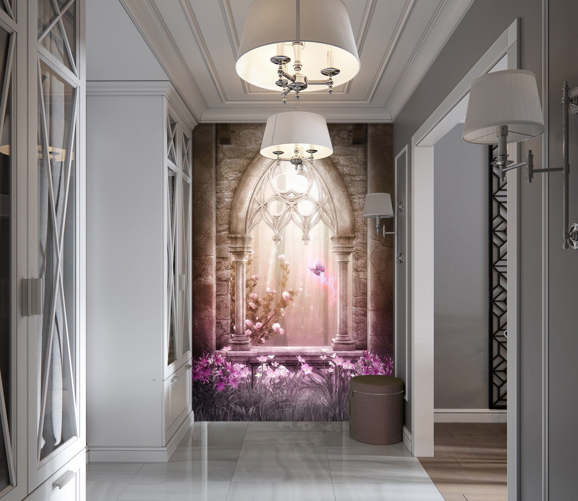3D Fantasy Pink Arch 078 Wall Murals Wallpaper AJ Wallpaper 2 