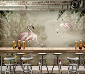 3D Pink Flamingo 1552 Wall Murals Wallpaper AJ Wallpaper 2 