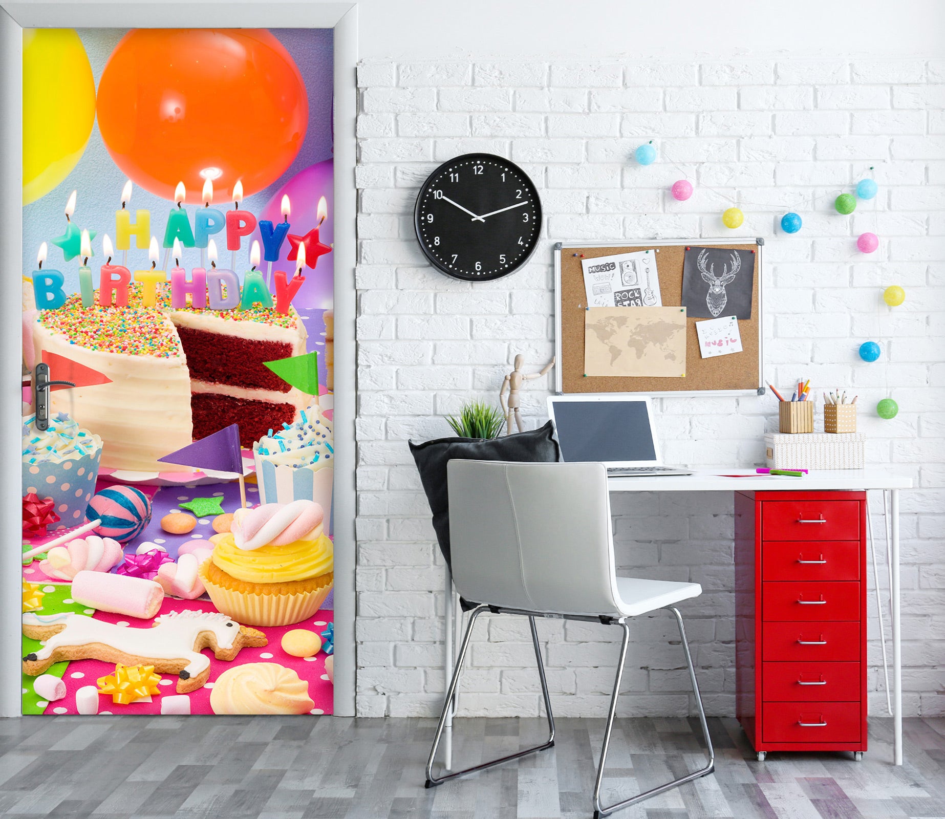 3D Birthday Party Cake 10746 Assaf Frank Door Mural