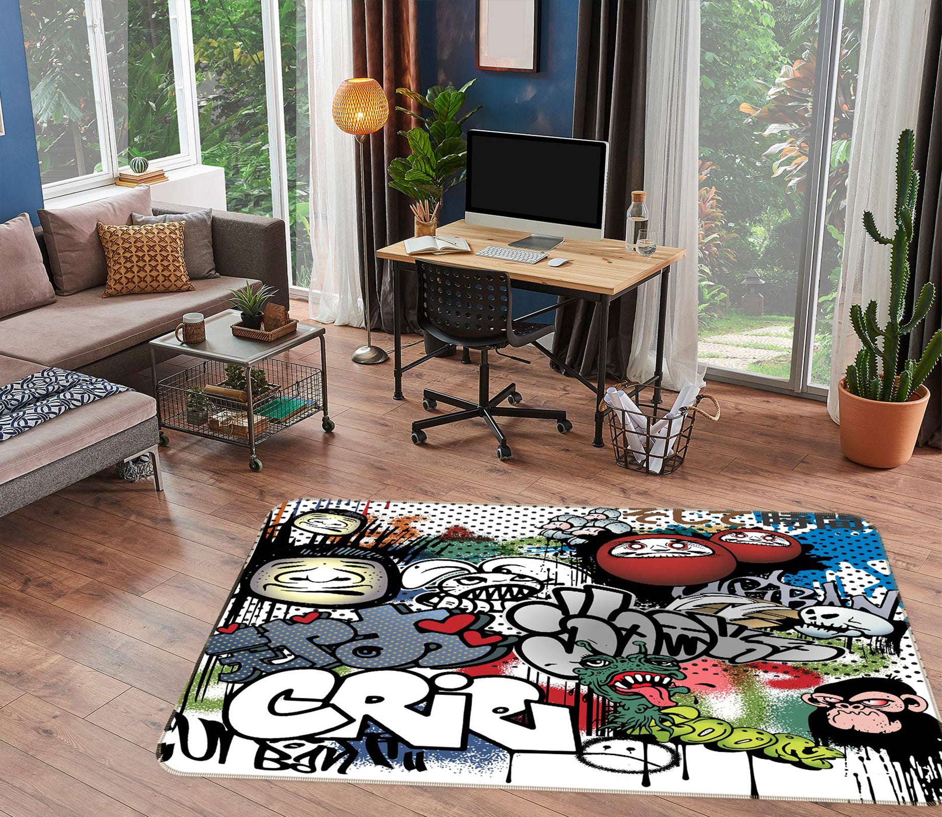 3D Graffiti Letters 30092 Non Slip Rug Mat