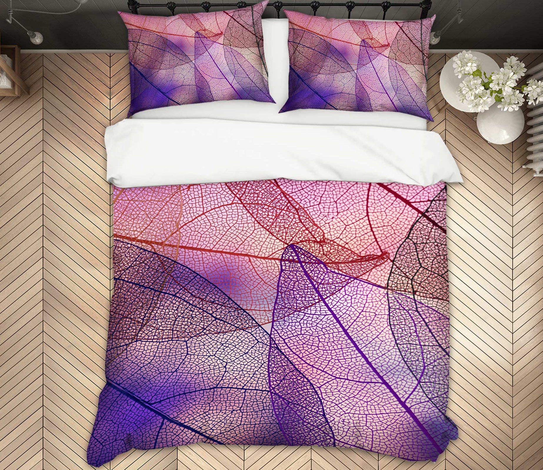 3D Purple Leaves 13147 Bed Pillowcases Quilt