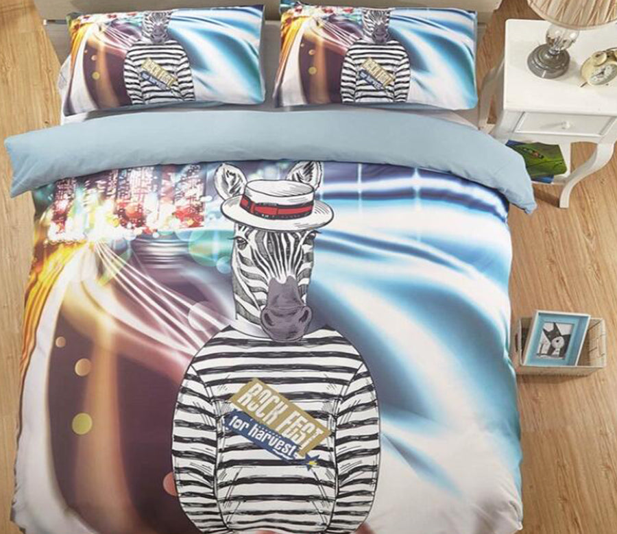 3D Zebra 6172 Bed Pillowcases Quilt