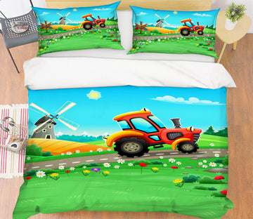3D Lawn Car Windmill 19149 Bed Pillowcases Quilt
