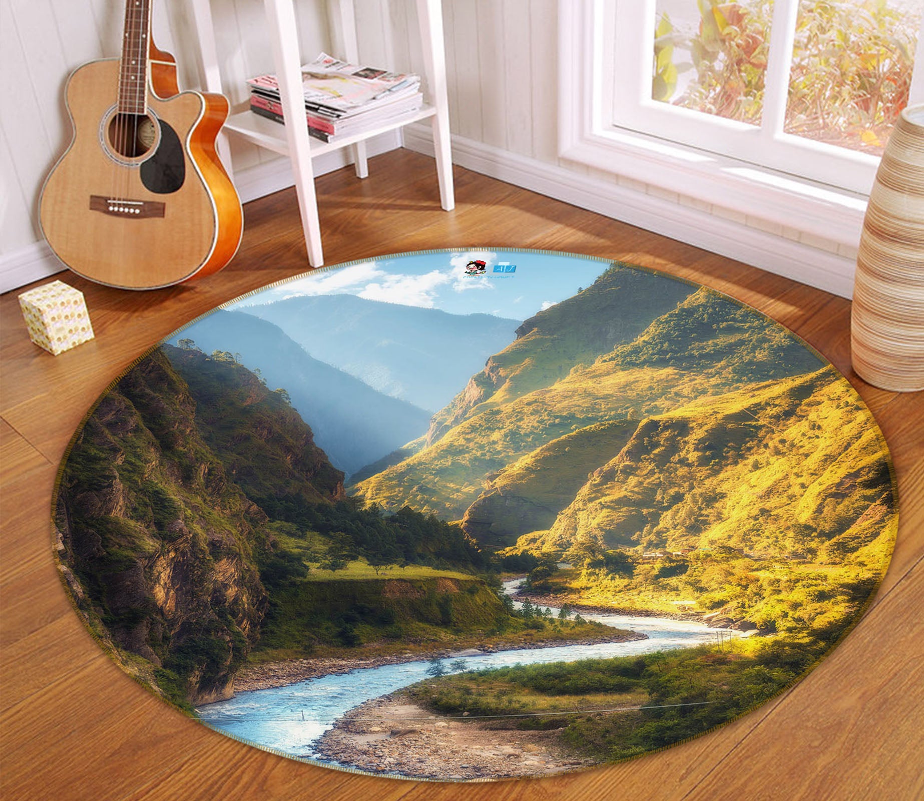 3D Mountains Rivers 69095 Round Non Slip Rug Mat