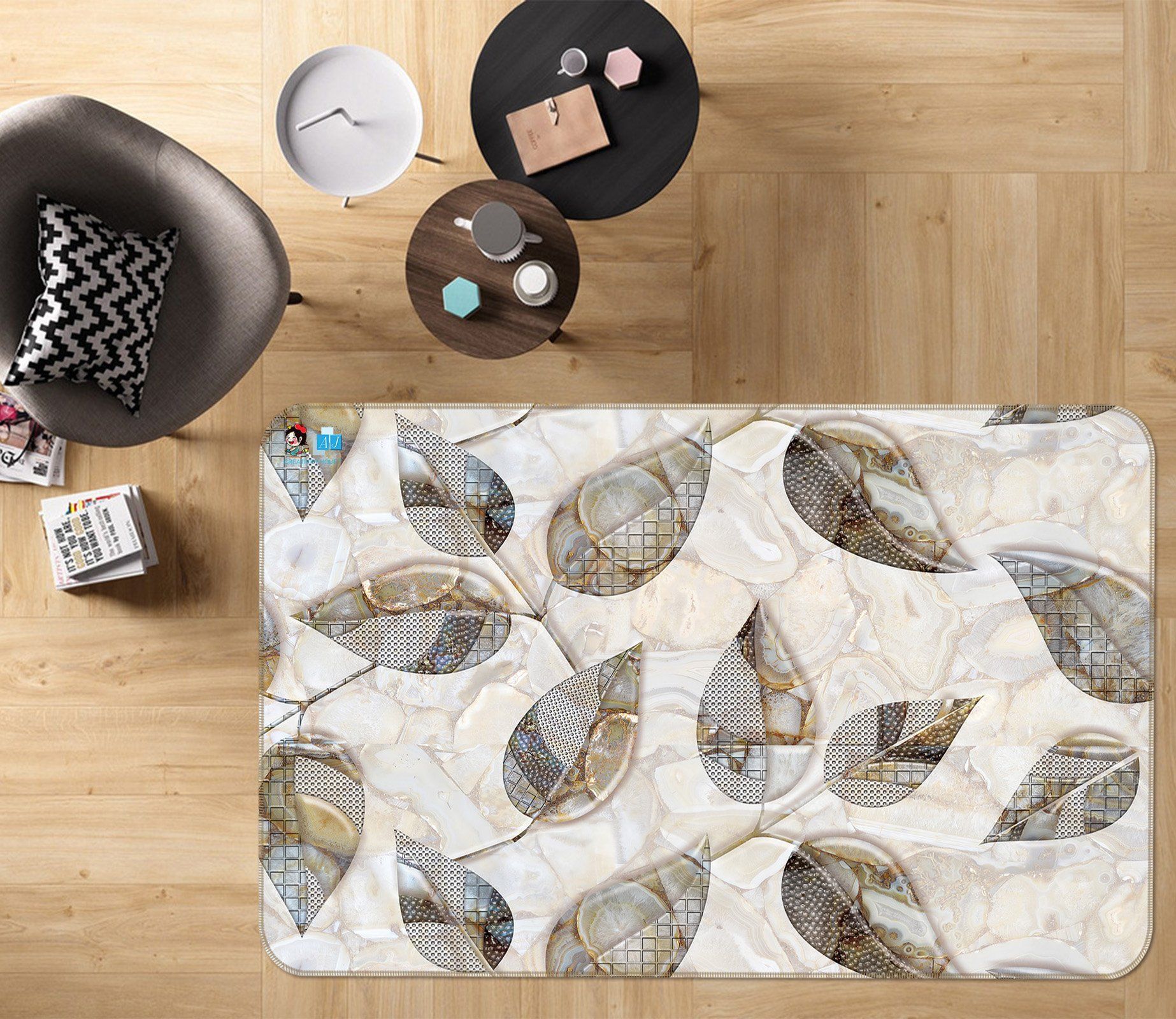 3D Leaf Pattern 3926 Non Slip Rug Mat Mat AJ Creativity Home 