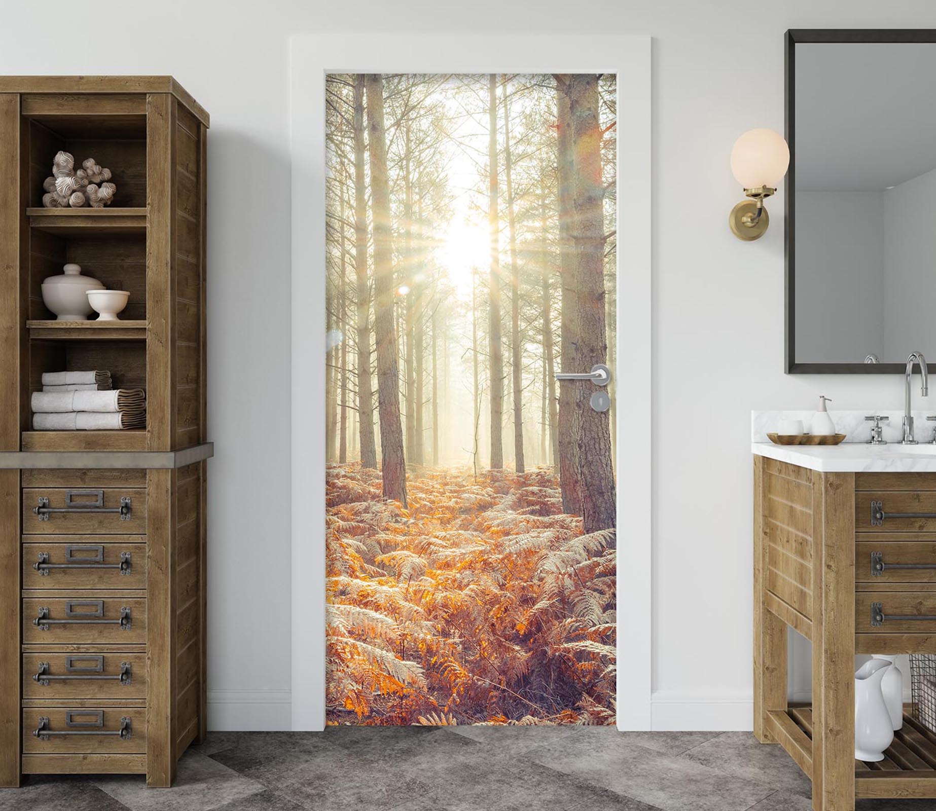 3D Sunlight Trees 5110 Assaf Frank Door Mural