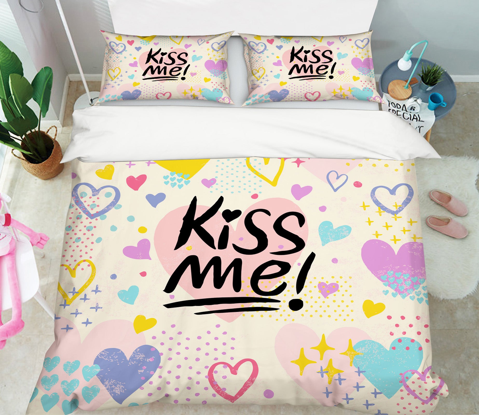 3D Color Heart 59079 Bed Pillowcases Quilt