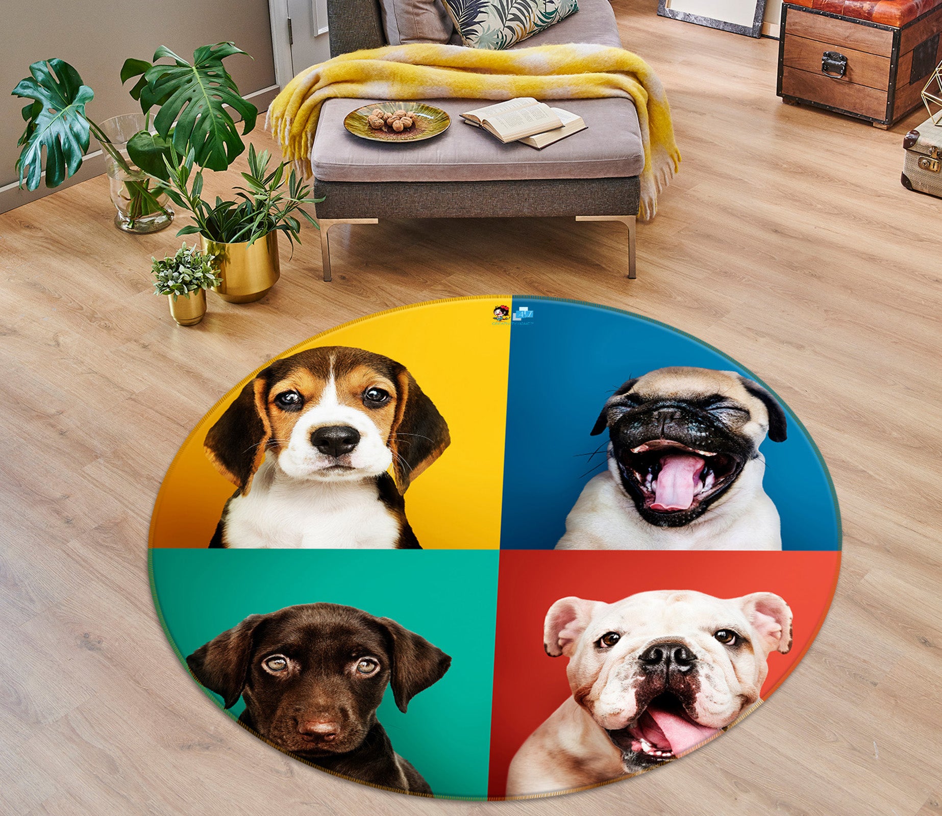 3D Dog 74292 Round Non Slip Rug Mat