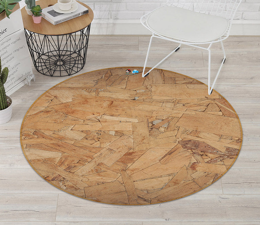 3D Wood Texture 64086 Round Non Slip Rug Mat