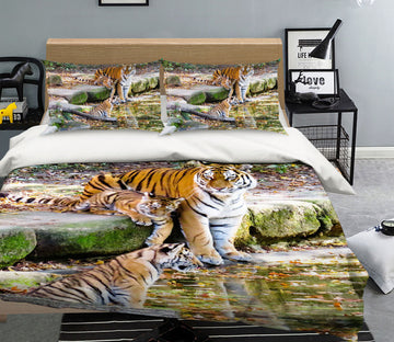 3D Tiger River 137 Bed Pillowcases Quilt