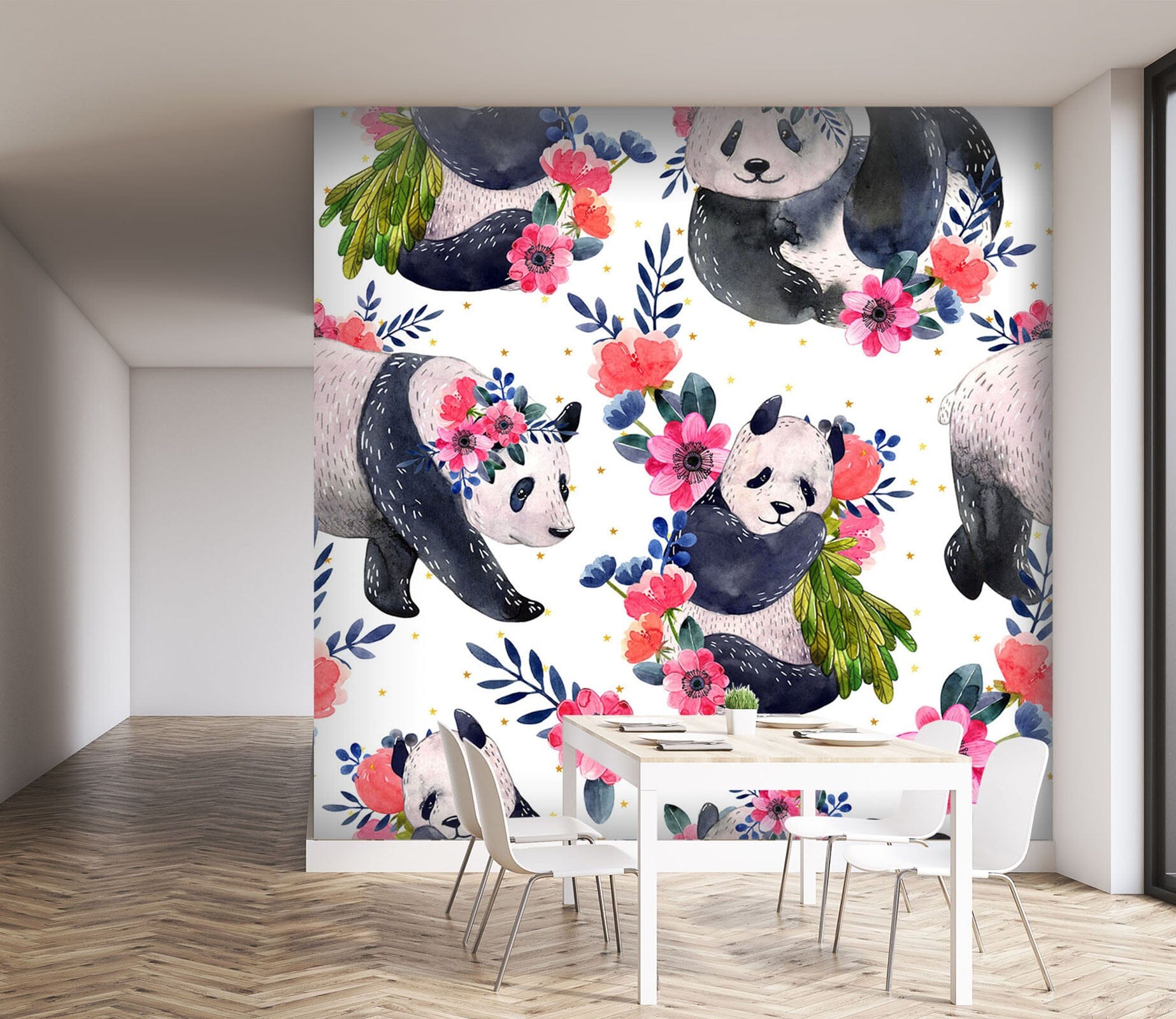 3D Giant Panda Flower 254 Wall Murals Wallpaper AJ Wallpaper 2 