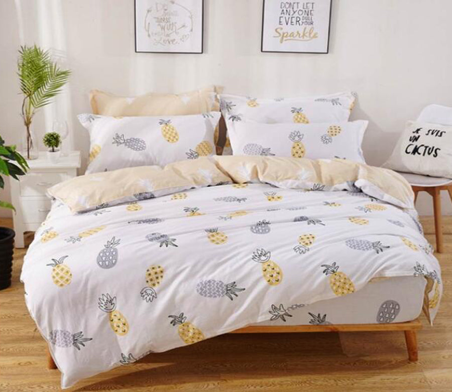 3D Gray Blue Pineapple 5127 Bed Pillowcases Quilt