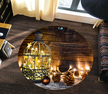 3D String Lights Pineta 54084 Christmas Round Non Slip Rug Mat Xmas