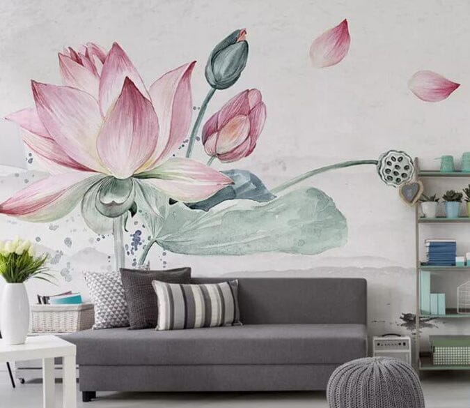 3D Lotus Flower 1420 Wall Murals Wallpaper AJ Wallpaper 2 