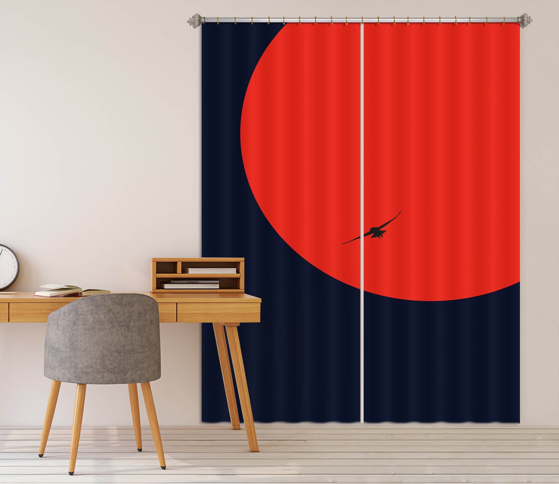 3D Red Sun Pattern 1091 Boris Draschoff Curtain Curtains Drapes Curtains AJ Creativity Home 