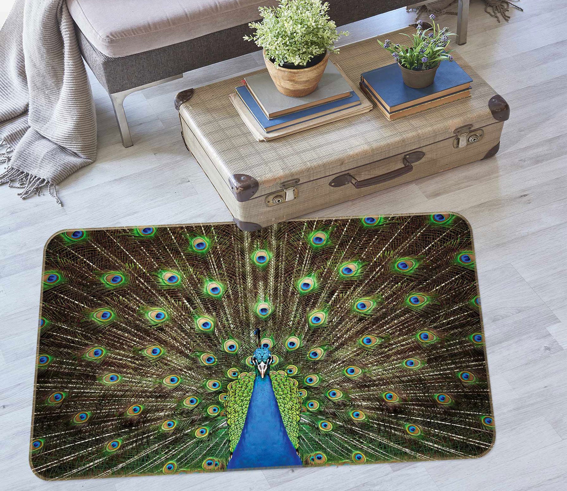 3D Peacock 30031 Non Slip Rug Mat