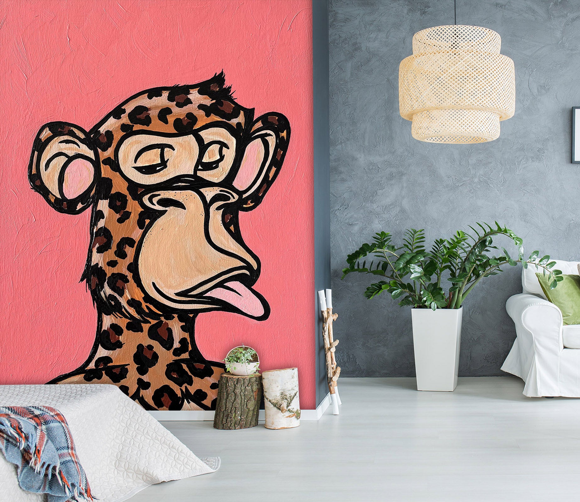 3D Giraffe Monkey 1288 Jacqueline Reynoso Wall Mural Wall Murals