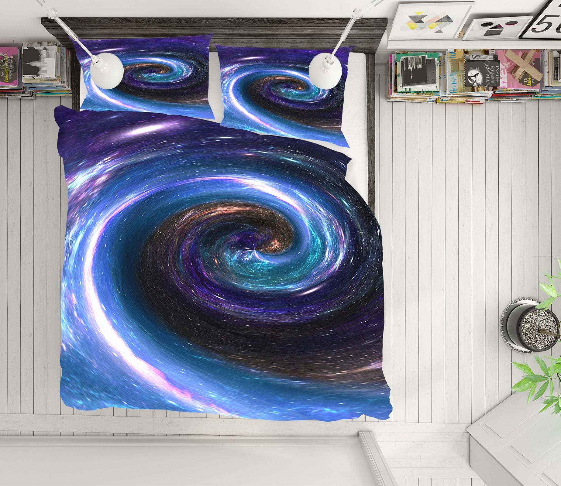 3D Blue Vortex 60005 Bed Pillowcases Quilt