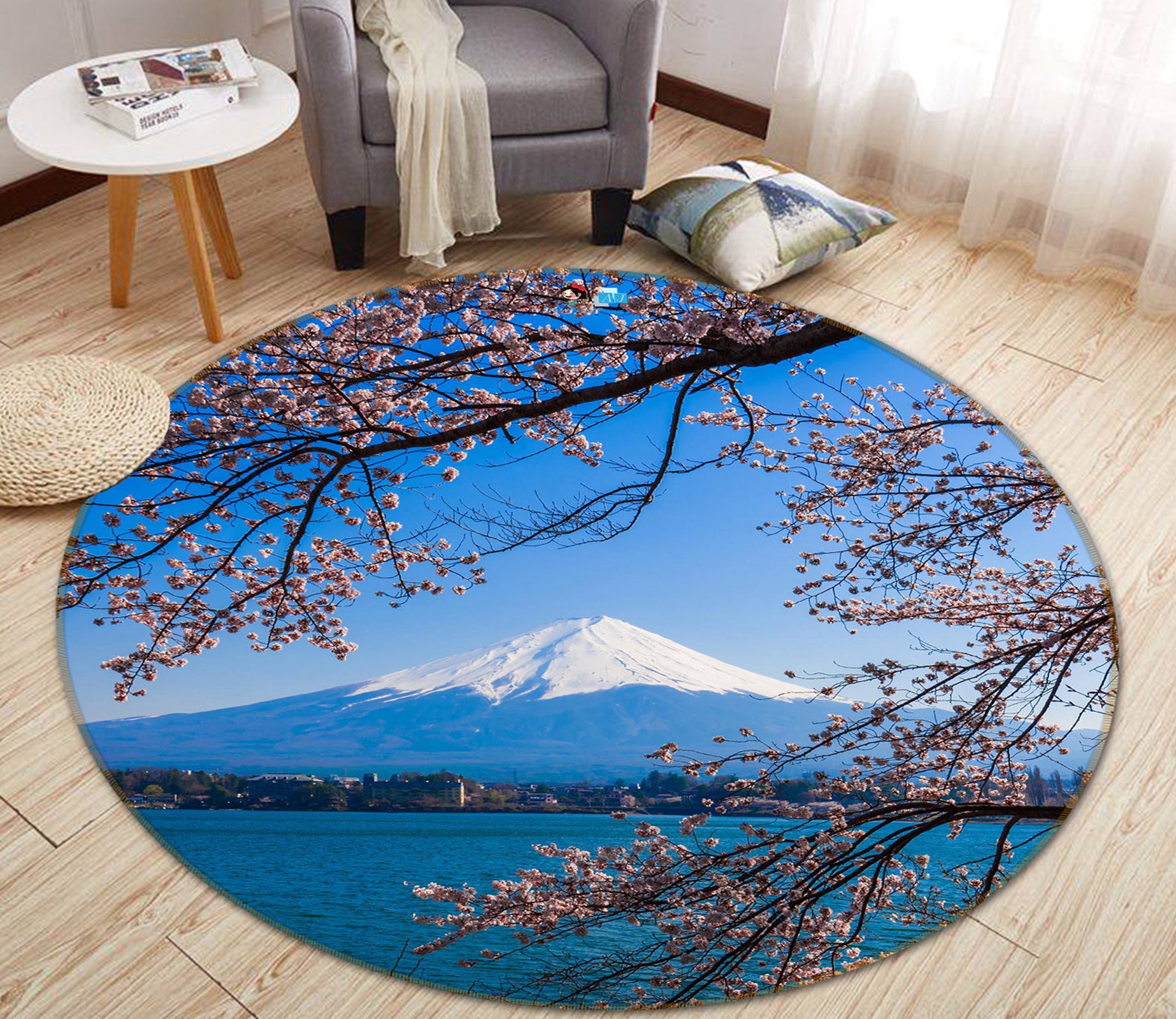 3D Mount Fuji 81053 Round Non Slip Rug Mat
