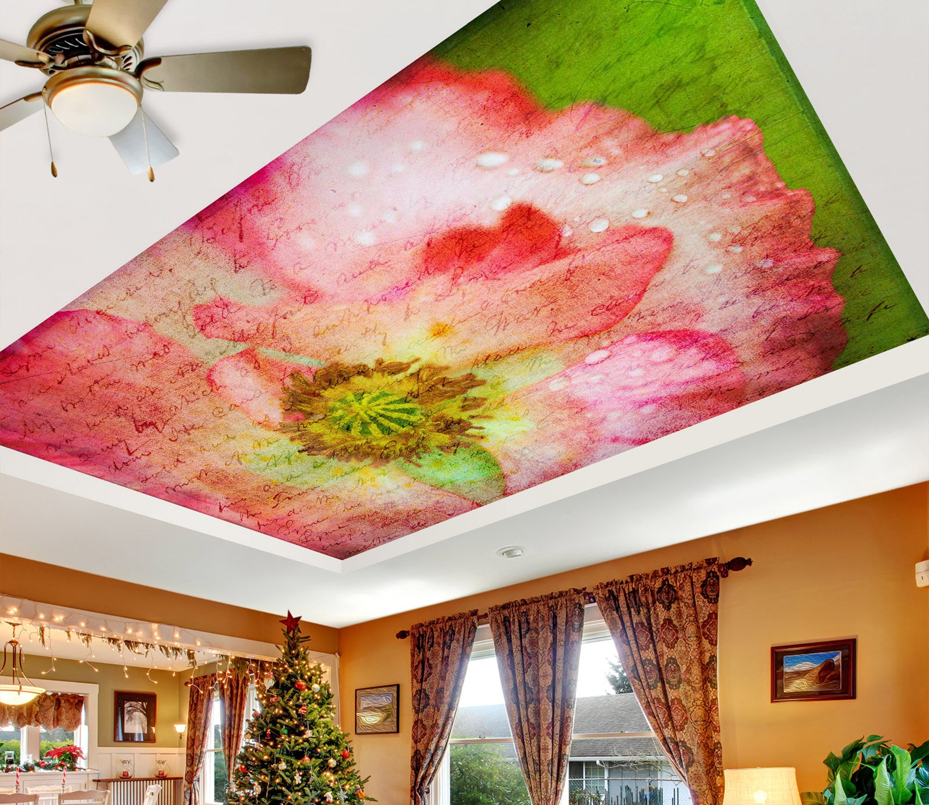 3D Bright Red Flower 2577 Assaf Frank Ceiling Wallpaper Murals