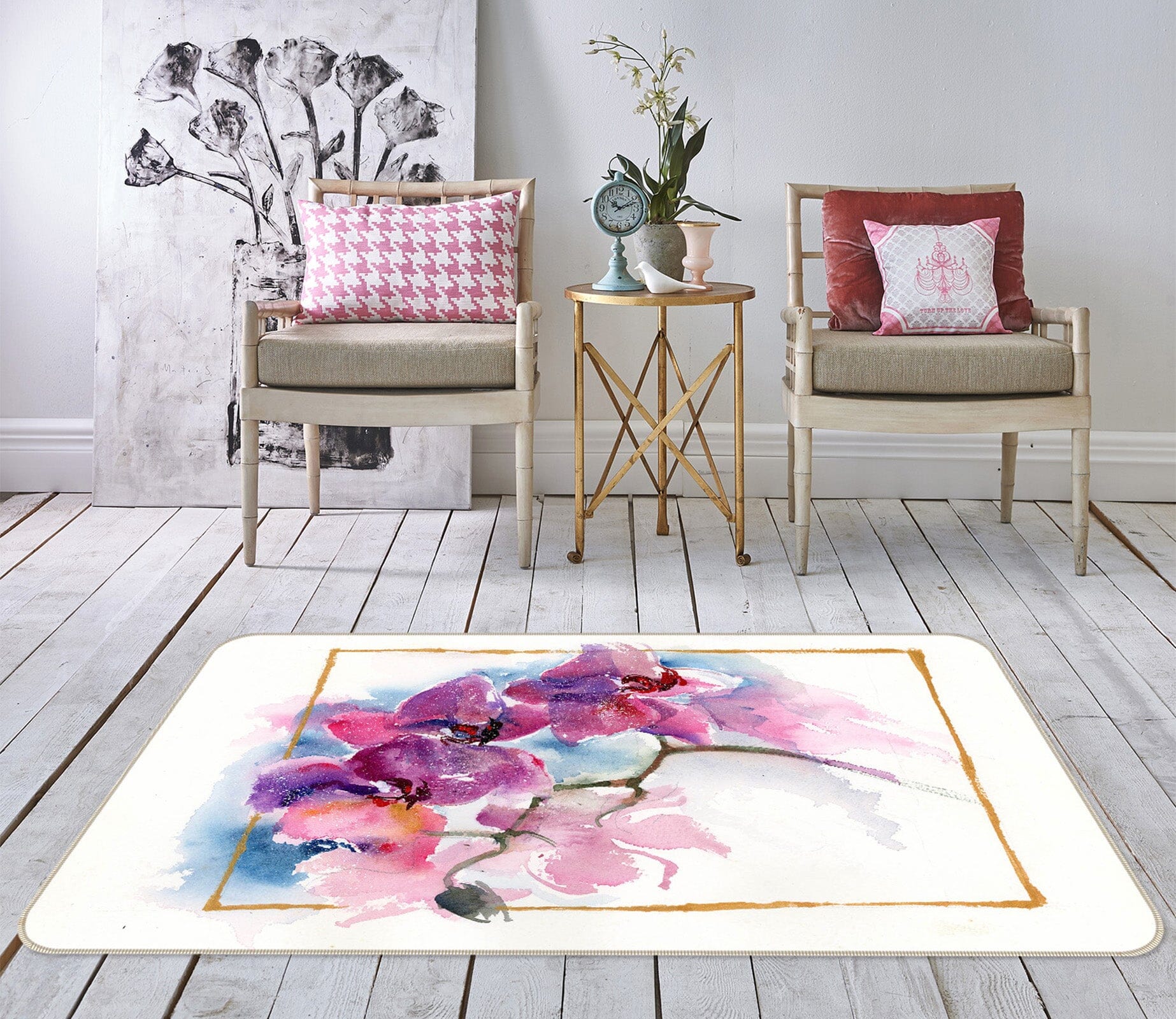3D Colored Flowers 1007 Anne Farrall Doyle Rug Non Slip Rug Mat Mat AJ Creativity Home 