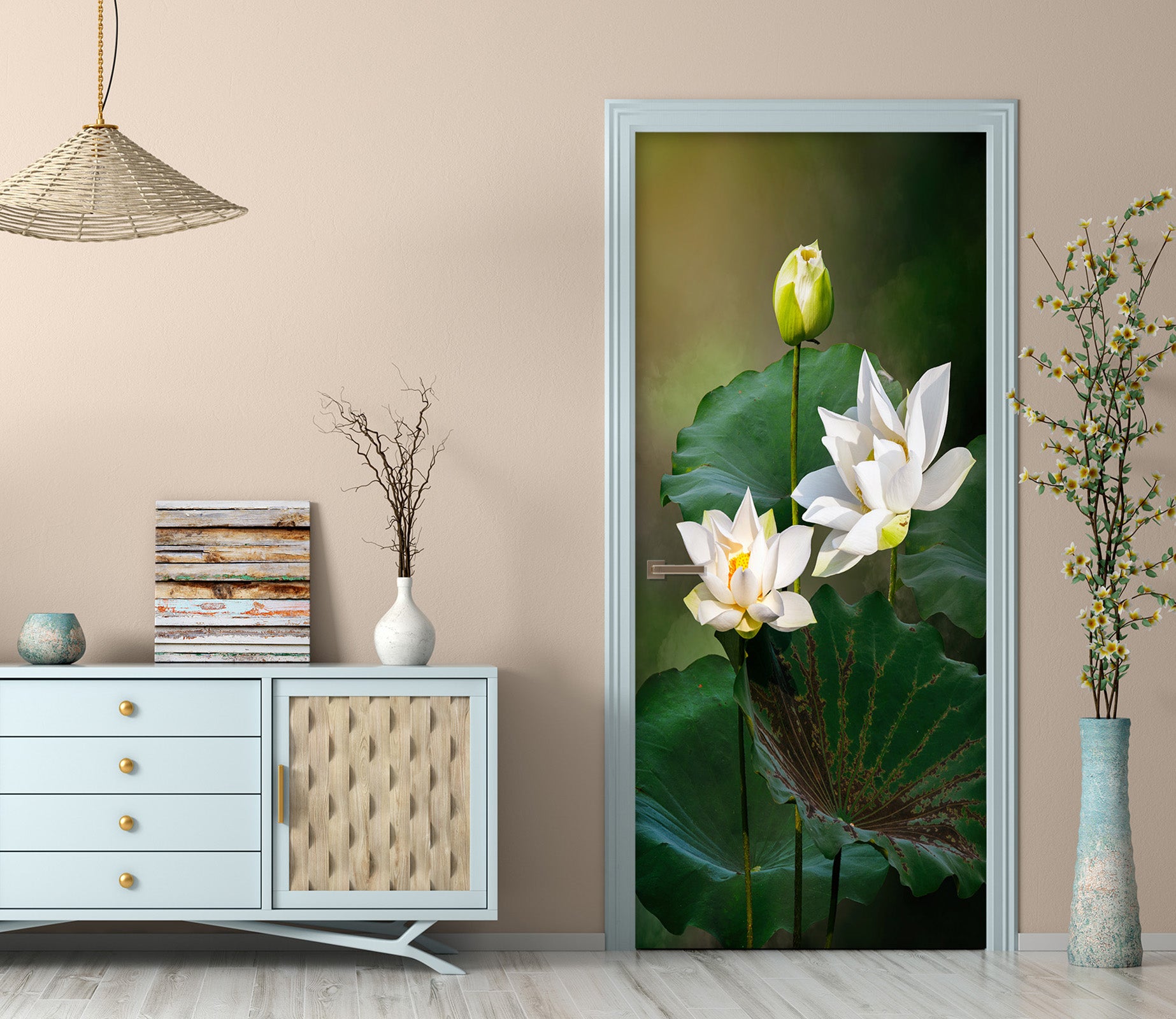3D Lotus 25196 Door Mural