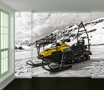 3D Mountain Snow Mobile 136 Vehicle Wall Murals