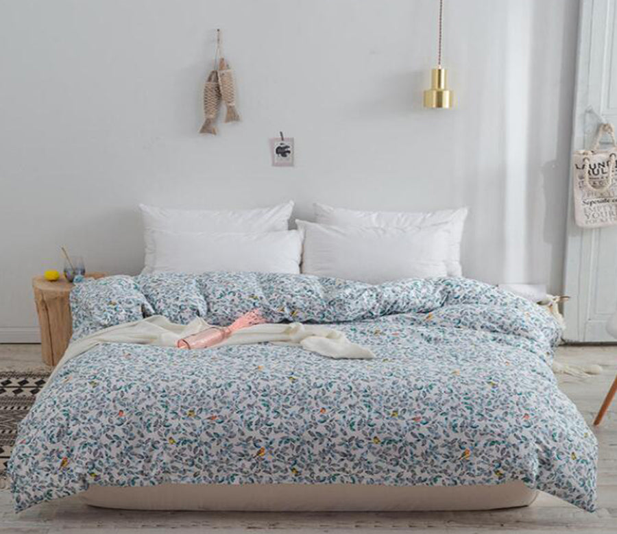 3D Blue Floral 4058 Bed Pillowcases Quilt