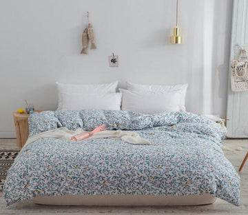 3D Blue Floral 4058 Bed Pillowcases Quilt