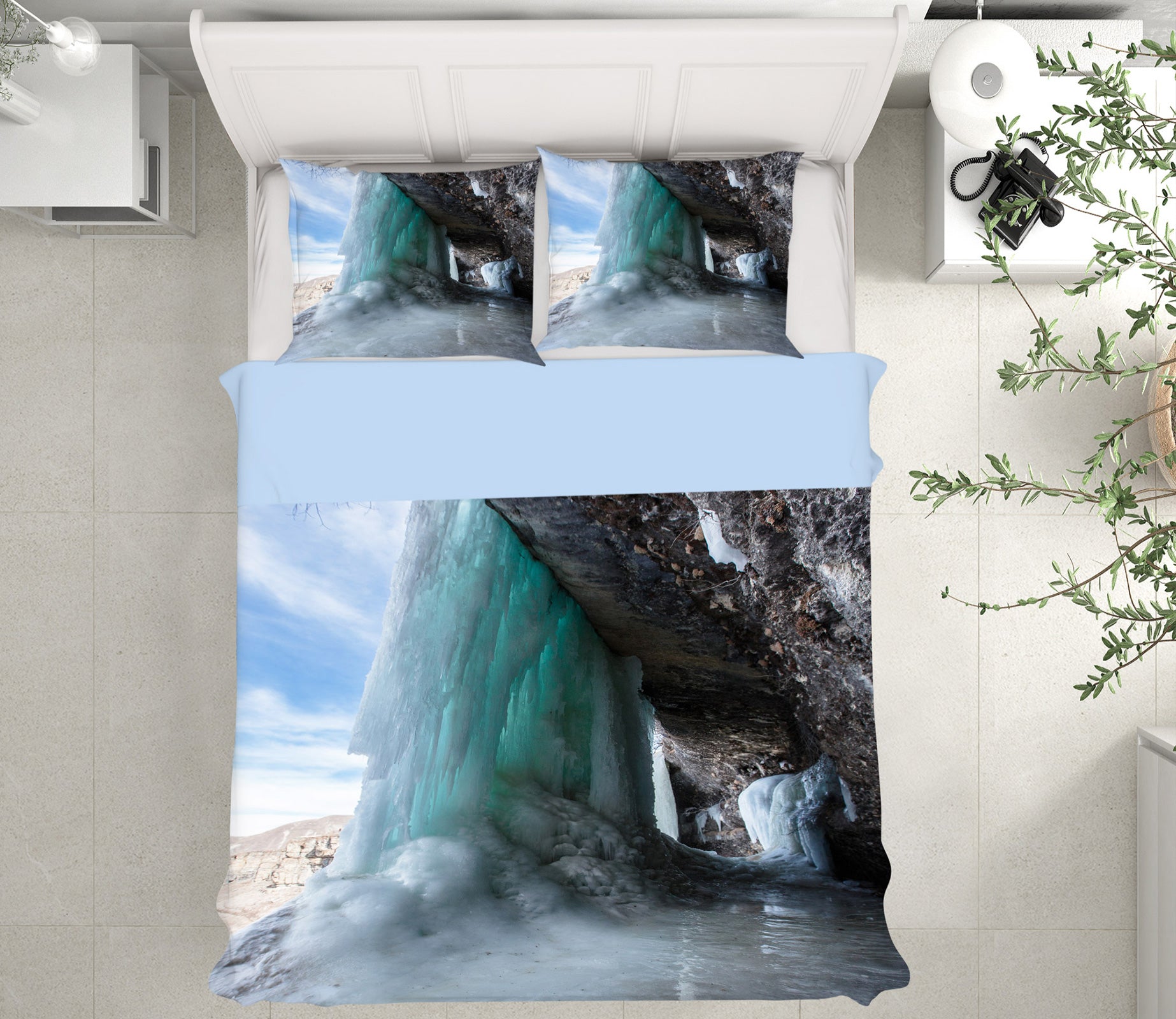 3D Ice Waterfall 15183 Bed Pillowcases Quilt