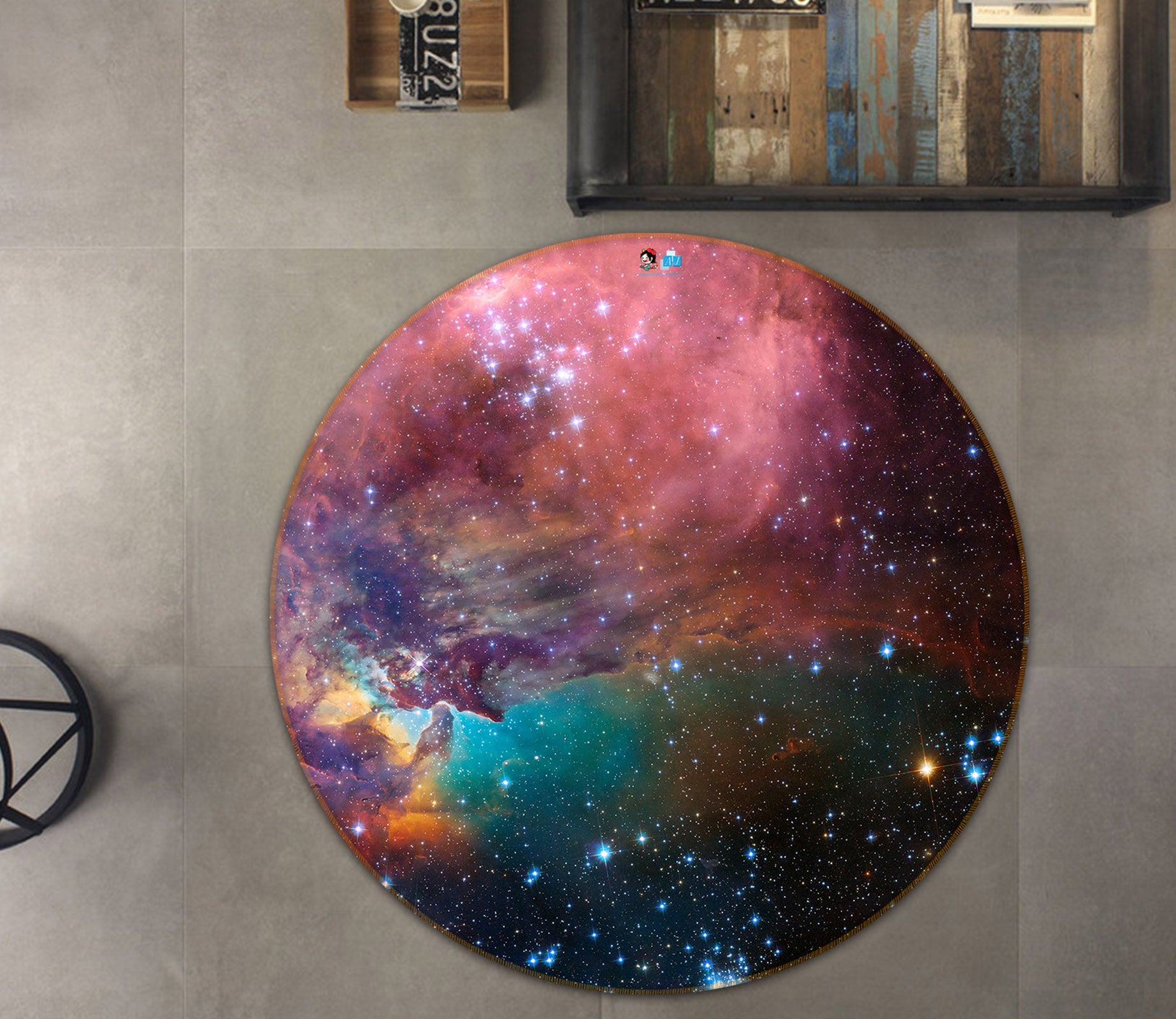 3D Starry Sky 81030 Round Non Slip Rug Mat