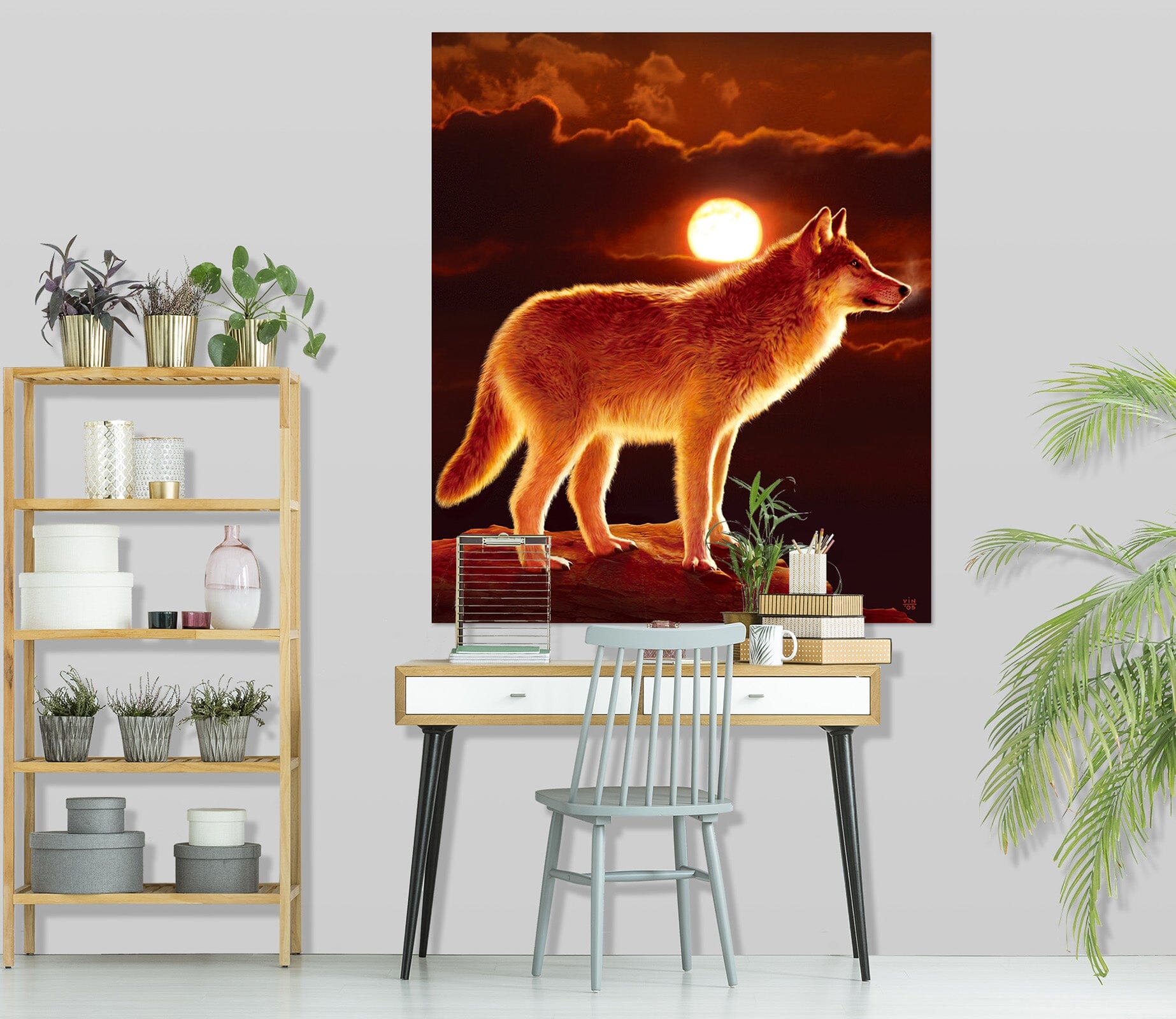 3D Sunset Wolf 076 Vincent Hie Wall Sticker Wallpaper AJ Wallpaper 2 