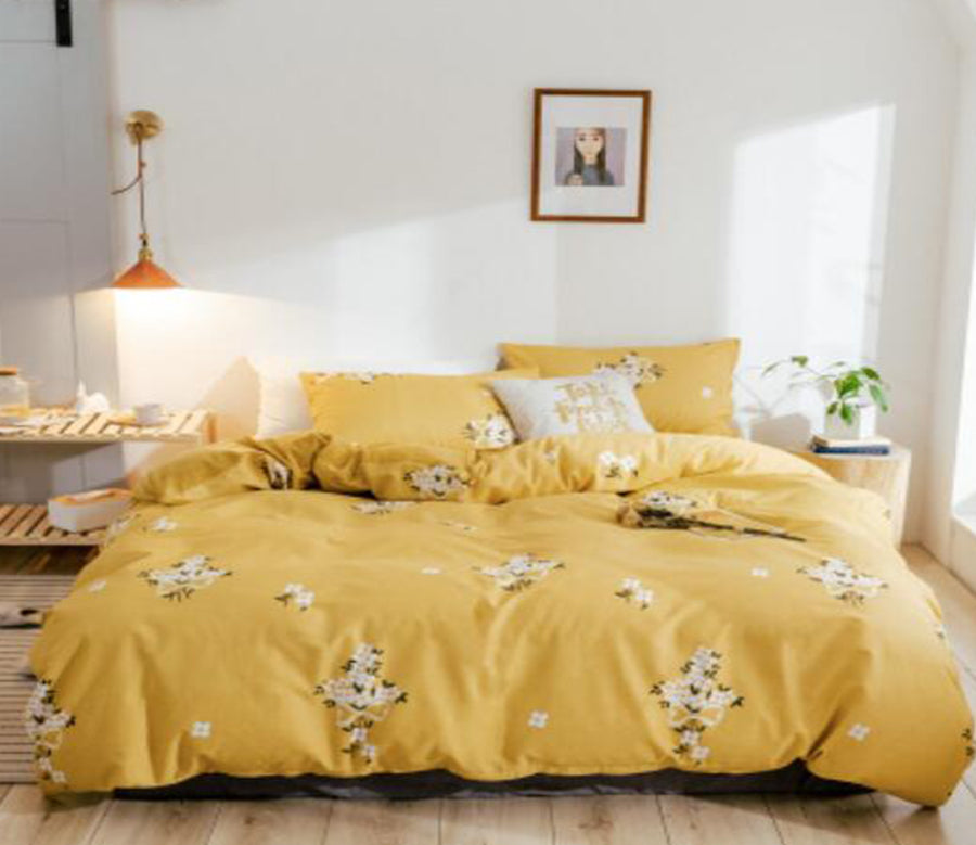 3D Yellow Bottom Flower 18069 Bed Pillowcases Quilt