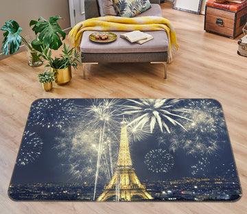 3D Eiffel Tower Fireworks 35091 Non Slip Rug Mat