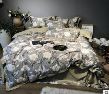 3D Grey leaves 40042 Bed Pillowcases Quilt
