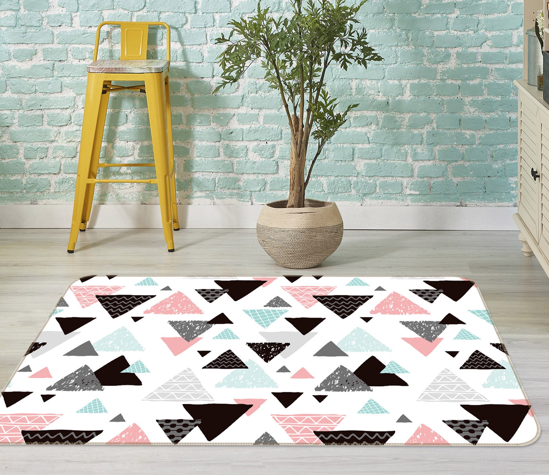 3D Triangle Pattern 35042 Non Slip Rug Mat