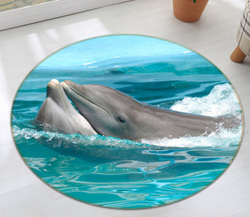 3D Dolphins 38017 Animal Round Non Slip Rug Mat