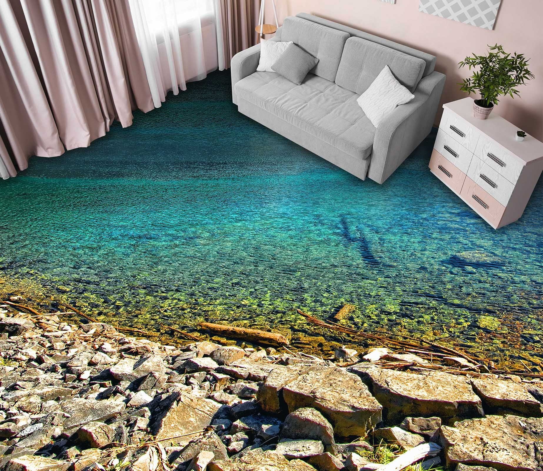 3D Lake Gravel Floor Mural Wallpaper AJ Wallpaper 2 