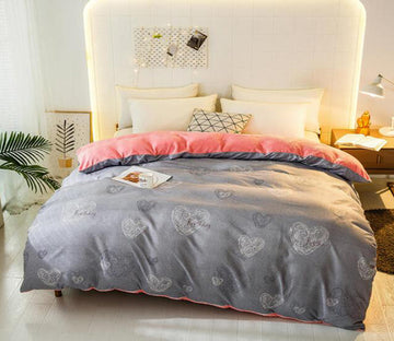 3D Dark Gray Dark Flower Love 3048 Bed Pillowcases Quilt