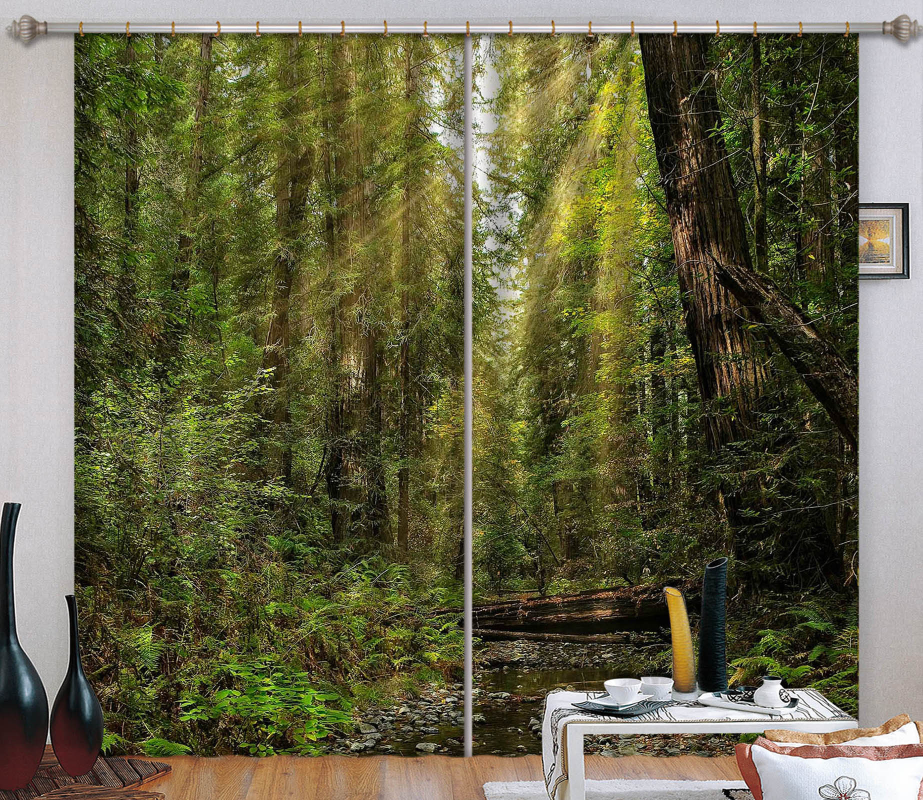 3D Forest Stream 61219 Kathy Barefield Curtain Curtains Drapes