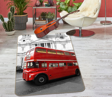 3D Red Double-Decker Bus 42127 Vehicle Non Slip Rug Mat