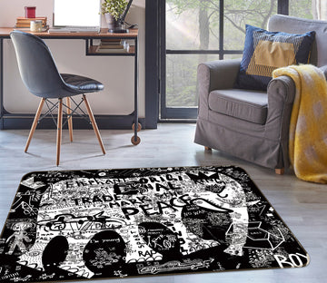 3D Elephant Letter 35013 Non Slip Rug Mat