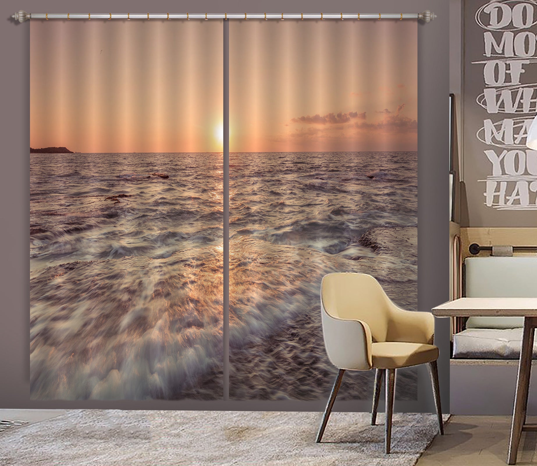3D Sunset Beach 044 Assaf Frank Curtain Curtains Drapes