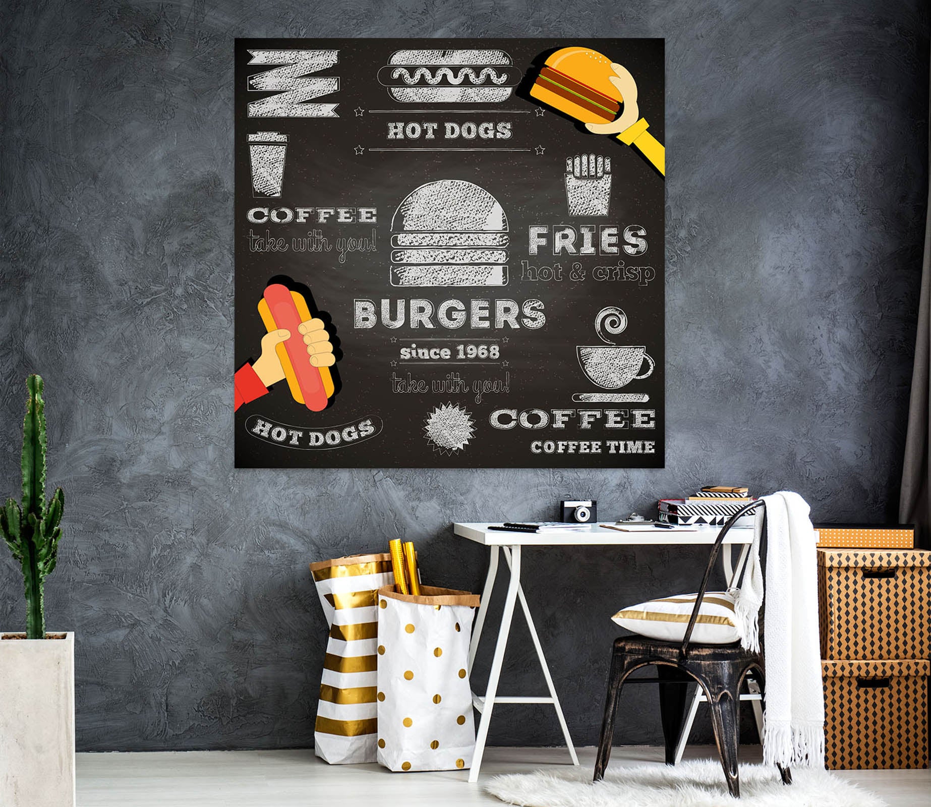 3D Hamburger Hot Dog 1075 Wall Sticker