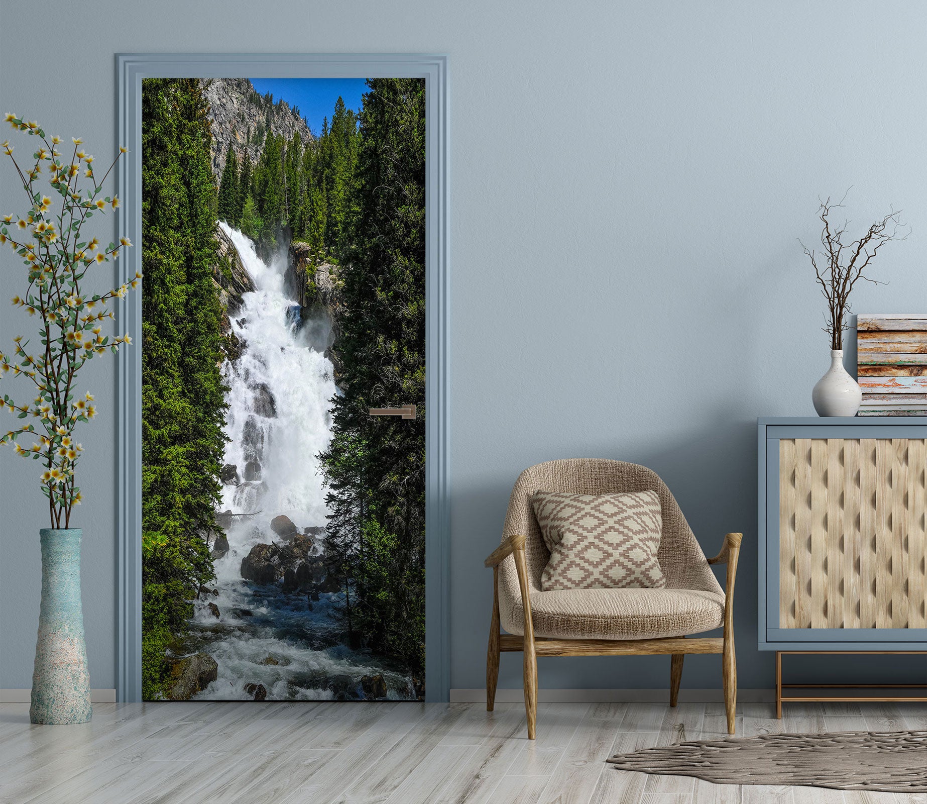 3D Waterfall Tree 24148 Door Mural