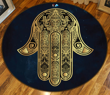 3D Golden Hand Pattern 75079 Round Non Slip Rug Mat