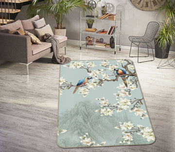 3D Flower Branch Bird 27156 Non Slip Rug Mat